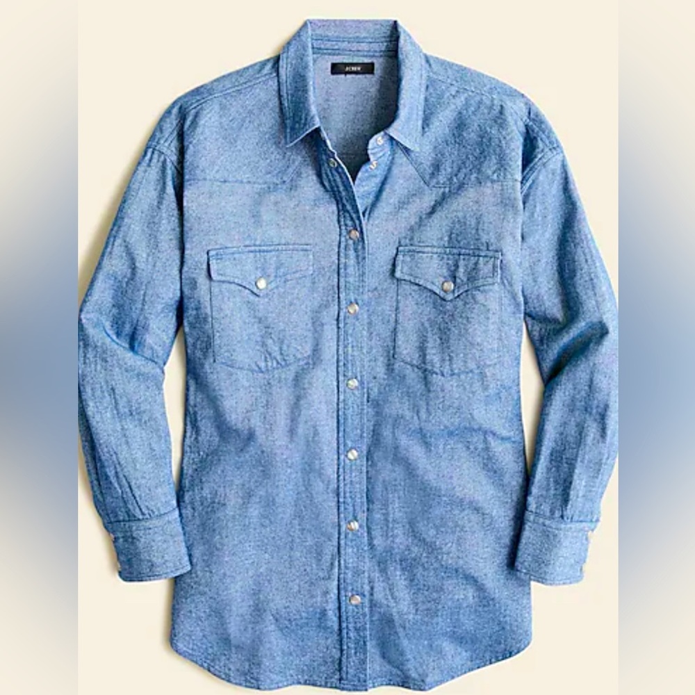 J Crew women’s soft brushed flannel shirt w/snap button details. NWT.